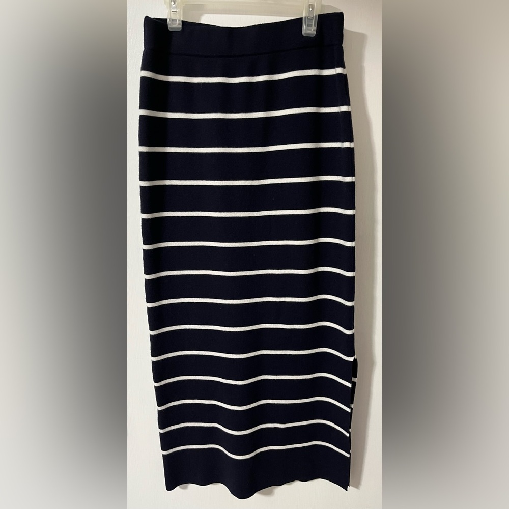 Joie Navy Blue and White Striped Knit Skirt